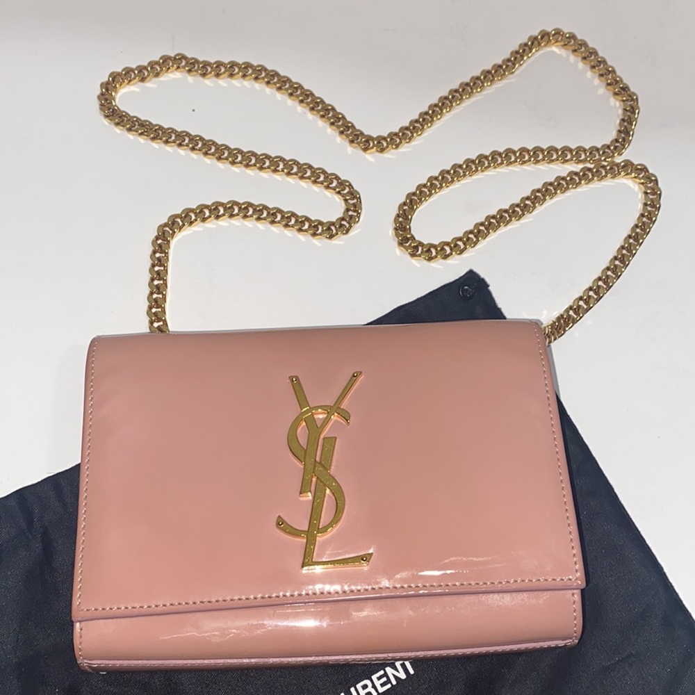 YSL Kate Chain Bag Pale Pink Smooth Leather Gold Hardware W/ Original Dust Bag